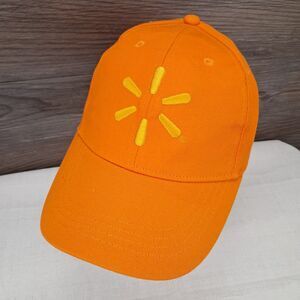 Walmart Baseball Cap Hat Men's Adjustable Orange Yellow Spark Logo Employee